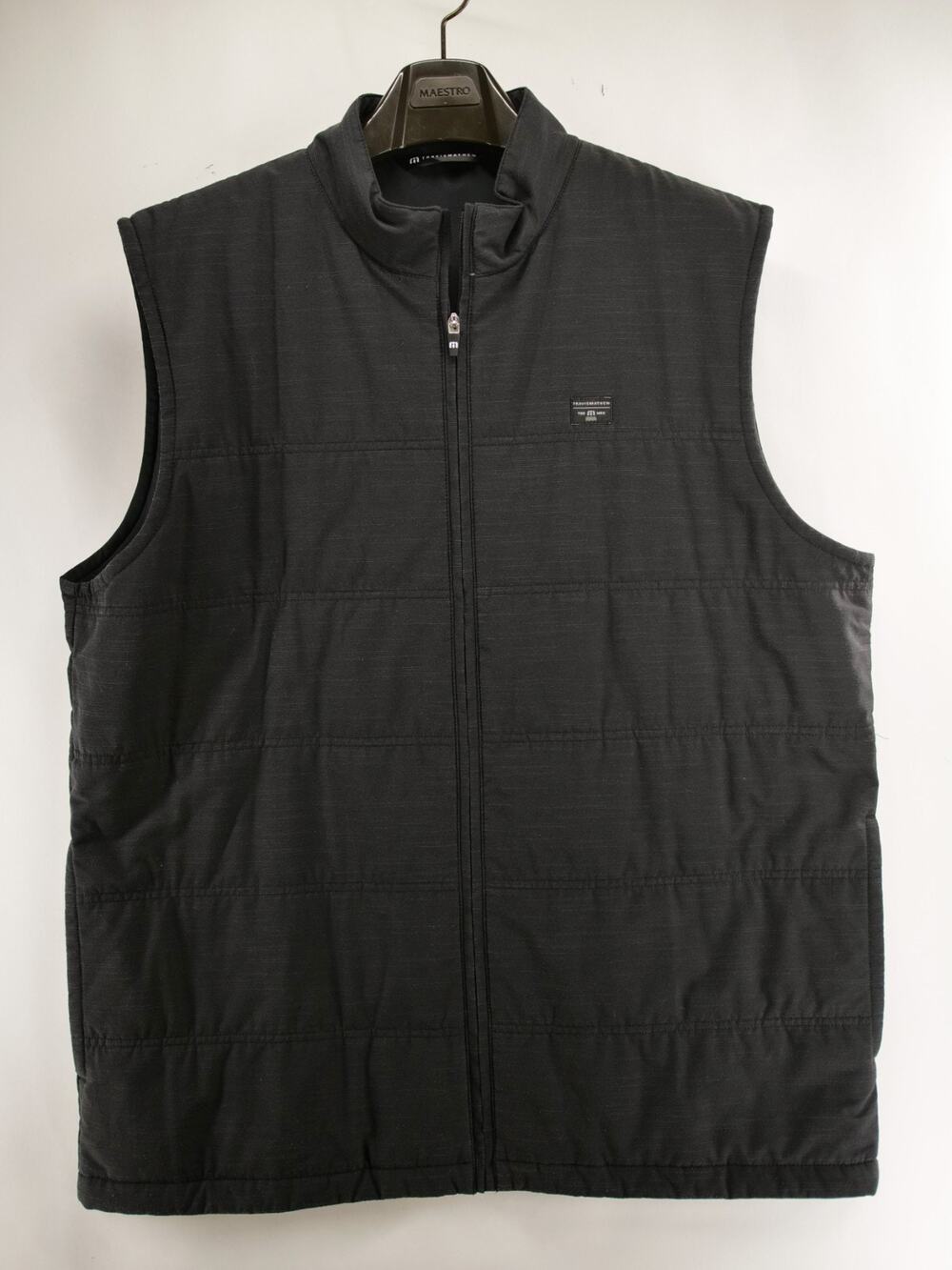 TravisMathew Cold Heart Vest Mens XXL Black Quilted Puffer Golf Full Zip 2XL